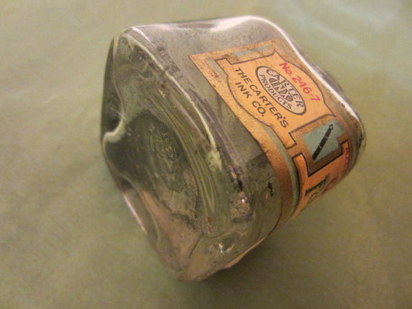 Carters New Blue Black Fountain Pen Glass Ink Empty Bottle