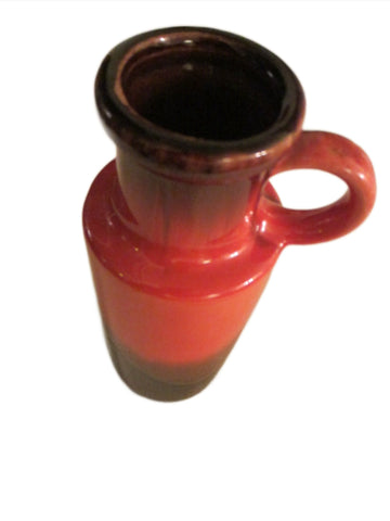 West Germany Red Ceramic Lava Glaze Jug Scheurich Attribute