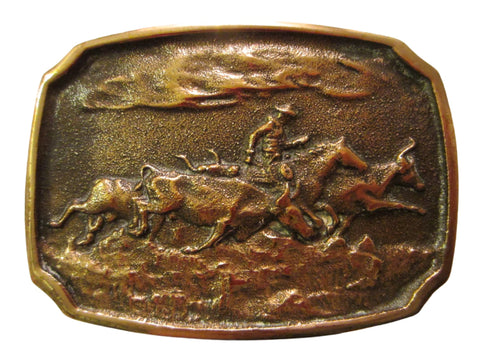 American Cowboy Western Solid Brass Equestrian Belt Buckle 