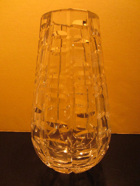 Waterford Crystal Vase Hand Cut Geometric Signed - Designer Unique Finds 