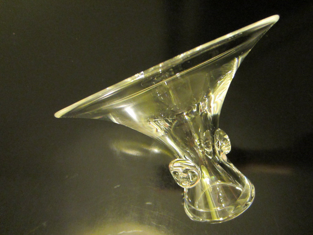 Steuben Stem Crystal Signed Bouquet Vase or Candy Dish - Designer Unique Finds 