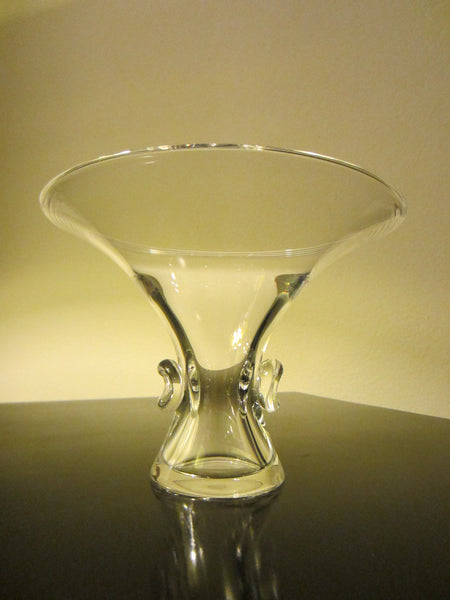 Steuben Stem Crystal Signed Bouquet Vase or Candy Dish - Designer Unique Finds 