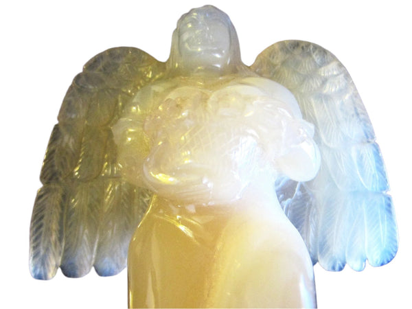 Asian Angel Agate Carved Figurative Floral Decoration - Designer Unique Finds 
 - 2