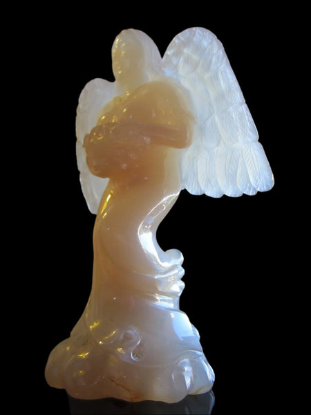 Asian Angel Agate Carved Figurative Floral Decoration - Designer Unique Finds 
 - 7