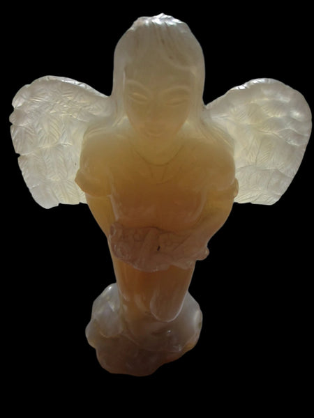 Asian Angel Agate Carved Figurative Floral Decoration - Designer Unique Finds 
 - 5