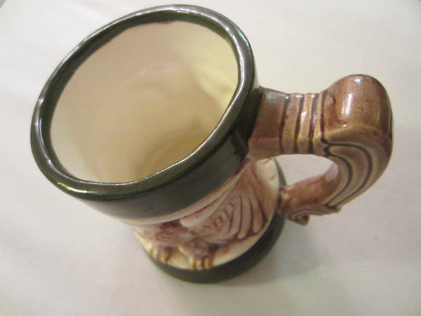 Mid Century Ceramic Majolica Bald Eagle Mug Signed Dated