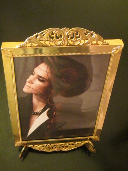 Picture Frame Crested Brass Filigree W Magazine Print