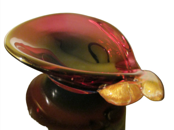 Murano Glass Aubergine Bowl Gold Inclusion Dino Marten Attribute