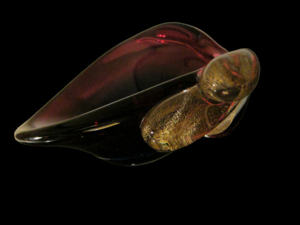 Murano Glass Aubergine Bowl Gold Inclusion