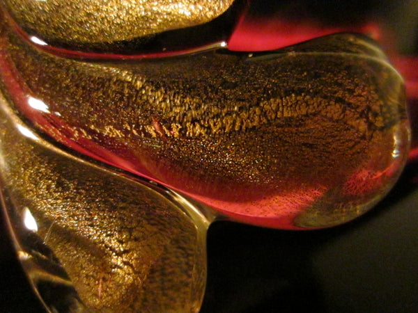 Murano Glass Aubergine Bowl Gold Inclusion Dino Marten Attribute