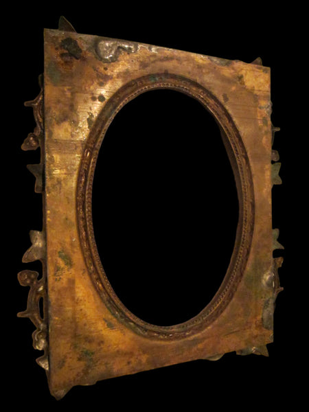 Art Deco Bronze Photo Frame Decorated Grapevine High Relief - Designer Unique Finds 