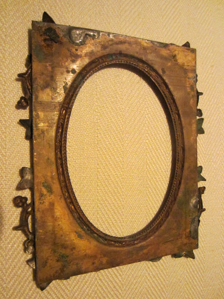 Art Deco Bronze Photo Frame Decorated Grapevine High Relief - Designer Unique Finds 