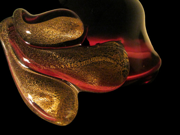 Murano Eggplant Bowl Seguso Archimede Gold Inclusion - Designer Unique Finds 
 - 3