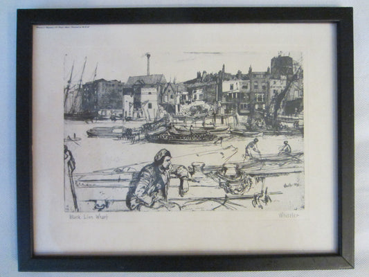 James McNeil Whistler Black Lion Wharf Signed Titled Print Brown Bigelow - Designer Unique Finds 