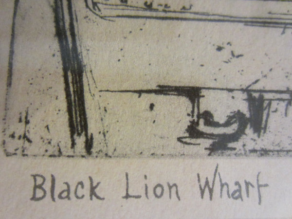 Whistler Black Lion Wharf Signed Guache James McNeill Attribute Illustration - Designer Unique Finds 