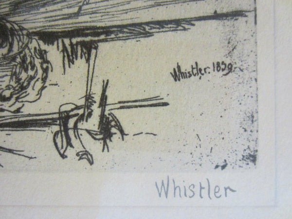 Whistler Black Lion Wharf Signed Guache James McNeill Attribution Illustration - Designer Unique Finds 