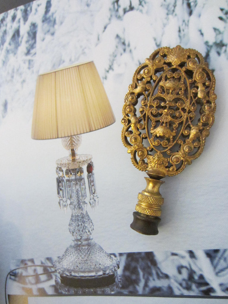 Bronze Rococo Ormolu Filigree Lamp Finial Deocrated Openwork - Designer Unique Finds 
 - 2