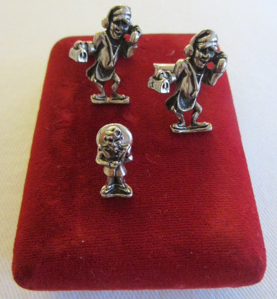 Jacob M Oldak New York Pewter Cuff Links Tie Tack Set Dr House Visit Theme - Designer Unique Finds 