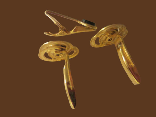 Golden Cuff Links Tie Clip Onyx Set - Designer Unique Finds 