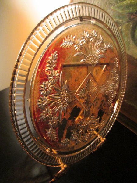 Indiana Glass Cake Plate Floral Decoration Painted Red - Designer Unique Finds 