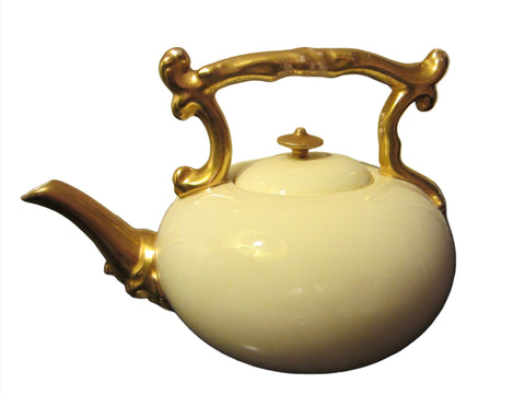 Coalport Teapot White Porcelain Gilt Decoration England - Designer Unique Finds 
 - 1