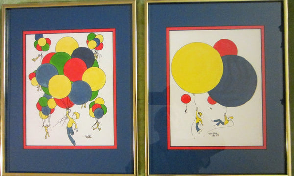 Tom Pye Impressionist Signed Watercolor The Balloons