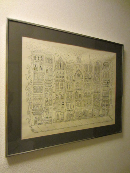 Birds Eye View Town Lithograph Limited Edition Signed Susan - Designer Unique Finds 
 - 3