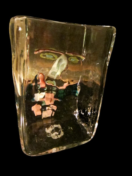 Folk Art Hand Blown Abstract Modern Glass Blue Eyes Figure Face - Designer Unique Finds 
 - 6