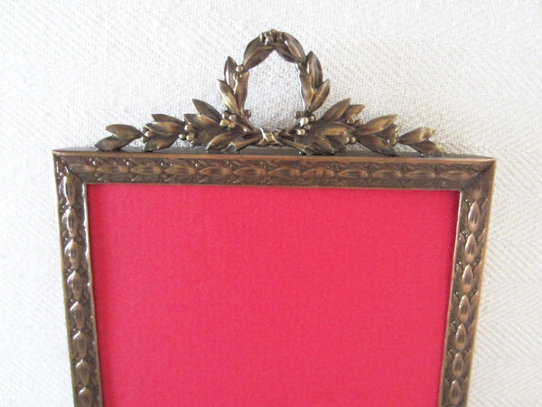 Art Deco Brass Picture Frame Decorated Crest Crowning - Designer Unique Finds 