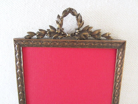 Art Deco Brass Picture Frame Decorated Crest Crowning - Designer Unique Finds 