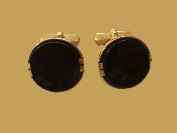 Swank Cuff Links Gold Plated Red Cabochon Glass - Designer Unique Finds 
 - 2