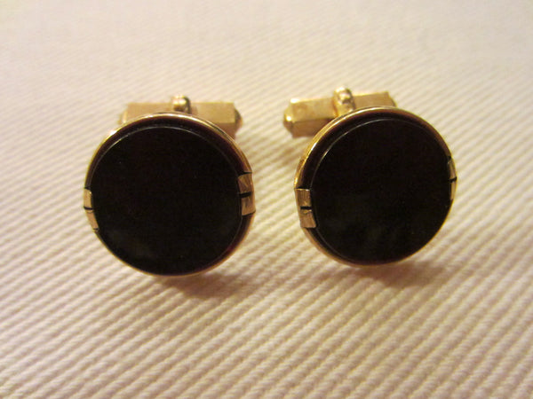 Swank Cuff Links Gold Plated Red Cabochon Glass - Designer Unique Finds 
 - 2