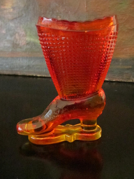 Le Smith Amberina Textured Glass Boot Vase