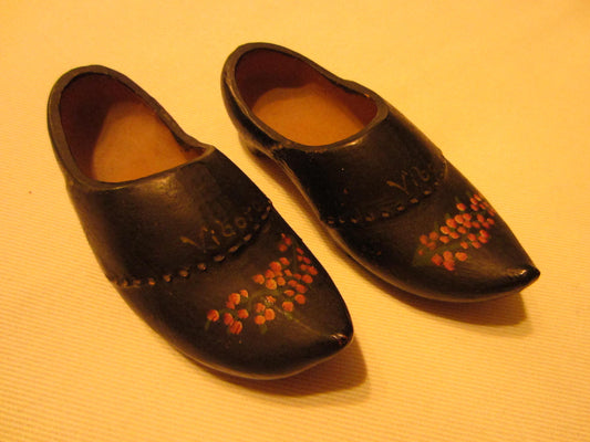 Quimper Style Ceramic Shoes Hand Decorated Dutch Miniature Pottery - Designer Unique Finds 
