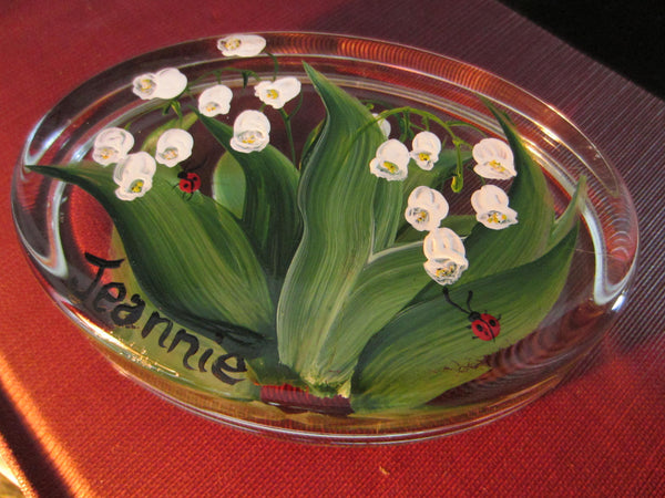 Christine Schneider Lily of The Valley Signed Paperweight Limited Edition Titled - Designer Unique Finds 