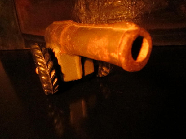 Folk Art Cast Iron Cannon Decorated Movable Rubber Wheels - Designer Unique Finds 
 - 2