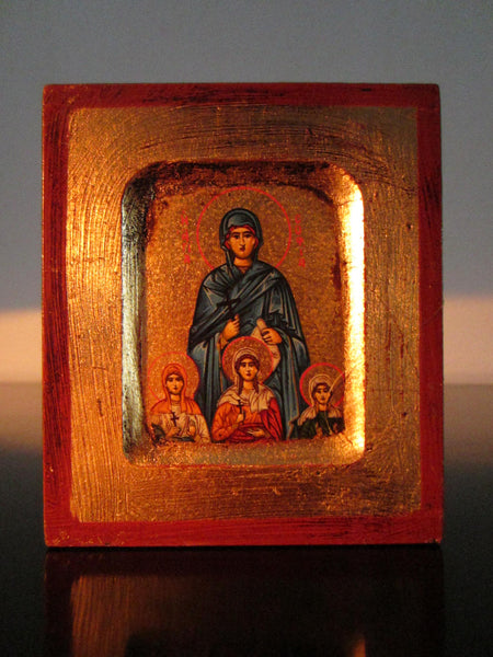 Miniature Religious Icon Hand Made In Greece Gold Painted Scripted - Designer Unique Finds 