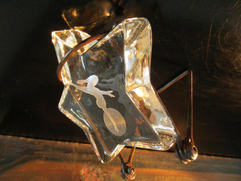 Star Glass Paperweight Reaching The Moon
