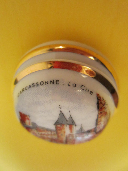 Limoges France Carcassonne La Cile Porcelain Miniature Box - Designer Unique Finds 
