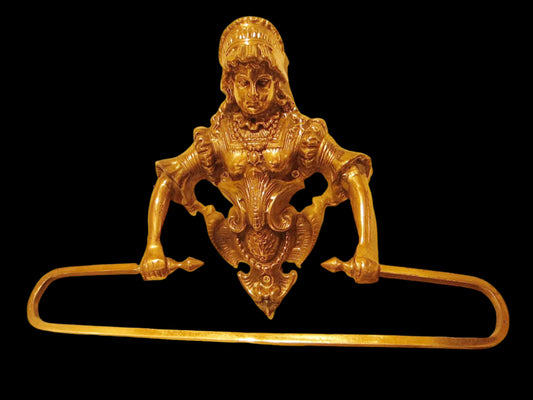 SOLD Victorian Style Figurative Brass Towel Bar Magazine Rack - Designer Unique Finds 