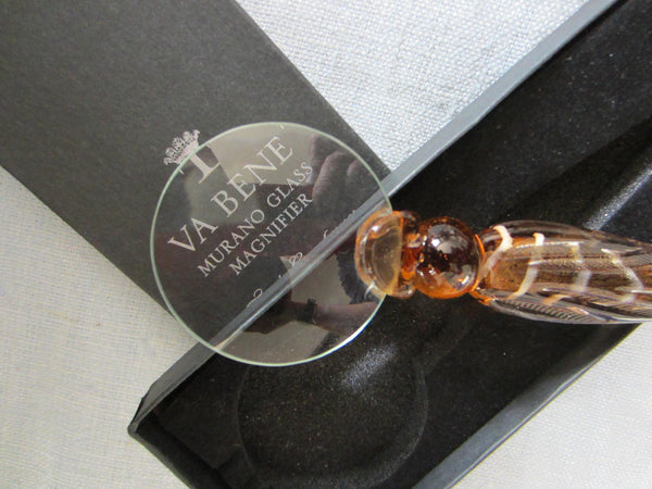 Murano Glass Magnifier Letter Opener Bookmark Iridescent Va Bene - Designer Unique Finds 