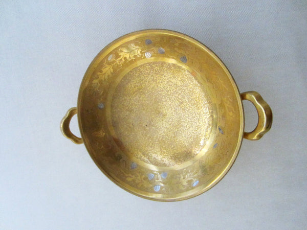 Studios Chicago Gold Overlay Porcelain Bowl Decorated Silver Acorns - Designer Unique Finds 
 - 2