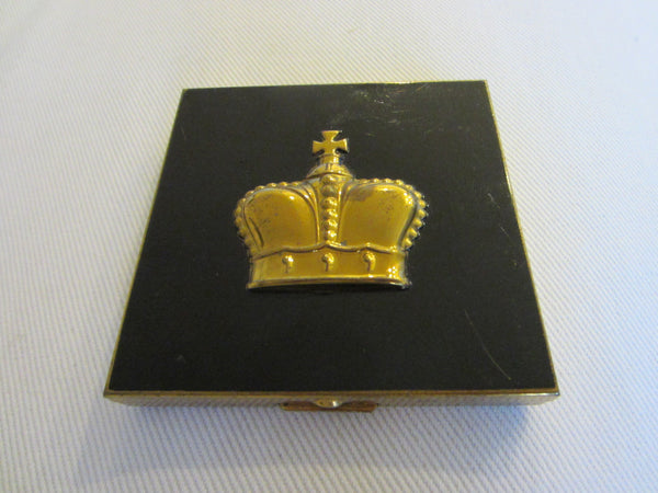Prince Matchabelli Brass Crown Mirror Compact - Designer Unique Finds 
