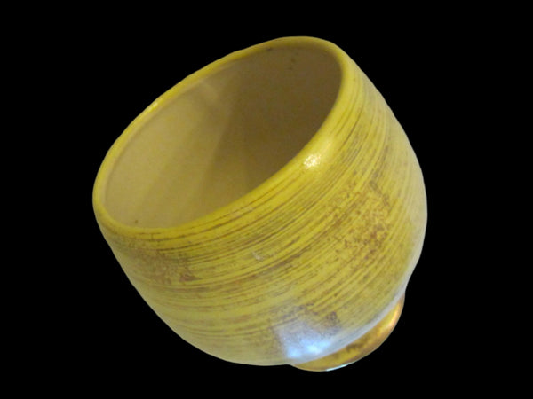 Mid Century Sun Glo Inarco Japan Golden Ceramic Pedestal Bowl - Designer Unique Finds 