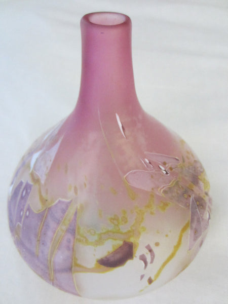 Louis Leloup Belgium Rose Incrustation Glass Vase Museum Master - Designer Unique Finds 