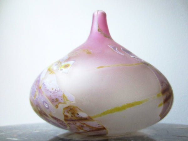 Louis Leloup Belgium Rose Incrustation Glass Vase Museum Master - Designer Unique Finds 