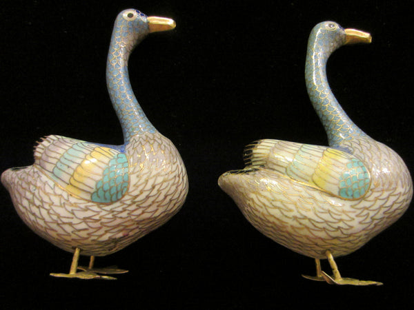 Asian Cloisonne Ducks Golden Beaks Figurines - Designer Unique Finds 
 - 4