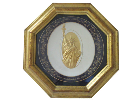 Commemorative Plate Gold Liberty Statue Pickard China Octagonal Decor - Designer Unique Finds 