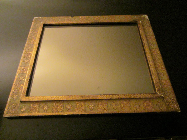 Mirror Florentine Frame Decorated Gilt Green Accent - Designer Unique Finds 