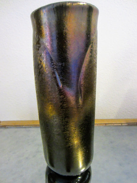 Steven Zachofsky Mid Century Iridescent Rainbow Glass Vase